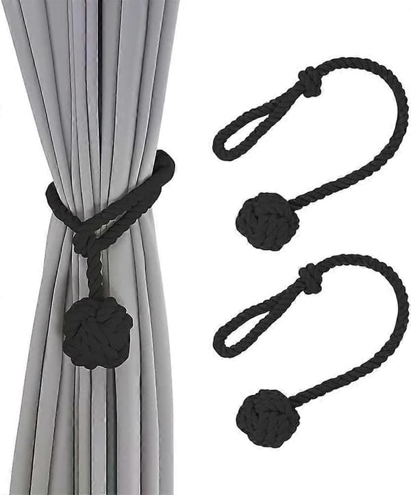 Beige Gardinbindinger, 2 Stykker Sorte Gardinbindinger, Håndstrikkede Gardinbindinger, Gardinreb Binding, Spænde Gardindekoration til Soveværelse a