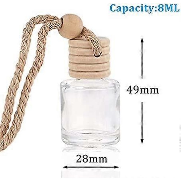 10-pack Bilhängande Diffuser Glas Parfymflaskor Tomma Luftfräschare Diffuser Flaska Hänge Olja Parfym Aromaterapi Flaska Ornament Dekor (Rund)