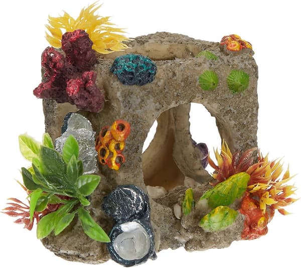Polyresin Cube Habitat Akvarium Dekor Liten 12 x 11.5 x 11 cm