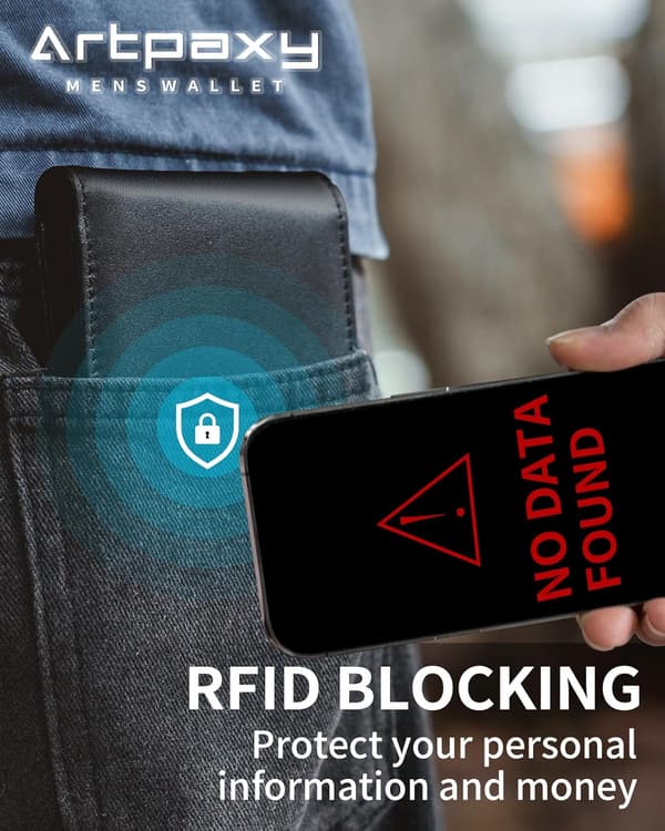 Herrepunge Ægte Læder Bifold RFID Blokerende Pung til Mænd med 1 ID-vindue 13 Kortlommer 2 Pengelommer 1 Gaveæske