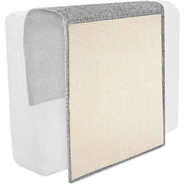 Katteskrapematte - Beskyttelse Sofa Lenestol Møbler Gulv Vegg - Sisal og Linmatte - 130 x 45cm - Passer for Katt Kattunge Hund (Lysegrå - hvit