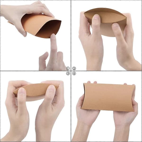 Kraft Kudde Ask 25st, 14*20cm Presentaskar med Jutesnören, Presentask i Papper för Smycken, Godispresentförpackning, Bröllopspresent och Födelsedagspresent