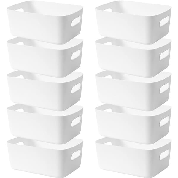 10-delt opbevaringsboks, opbevaringskurv, hylde, plastboks (hvid)