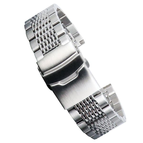 Urrem i rustfrit stål, sølv, premium mesh, 22 mm