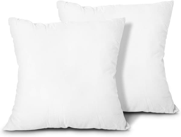 EDOW Putetrekk, sett med 2 lette dunalternative polyesterputer, sofapute, puteinnlegg, maskinvaskbar. (Hvit, 18x18)