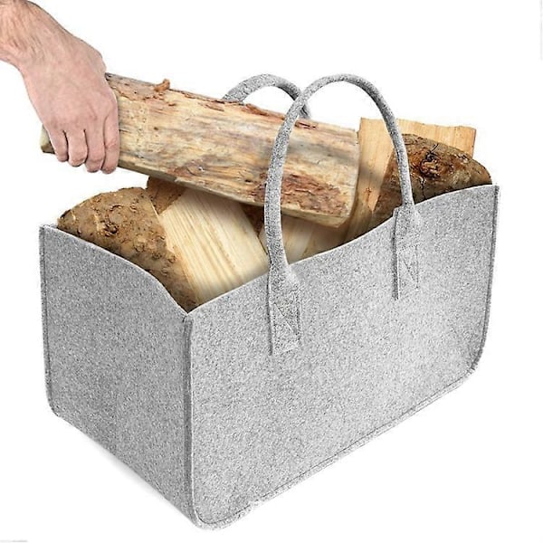 Vedkorg, Filt Vedträ Väska Bärväska Utomhus Camping Log Totes Hållare Förvaring ved Bärväska Träväska (Svart)