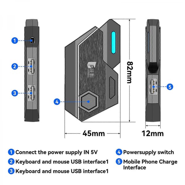 Bluetooth 5.0 mobilkontroller tastatur mus-omformer