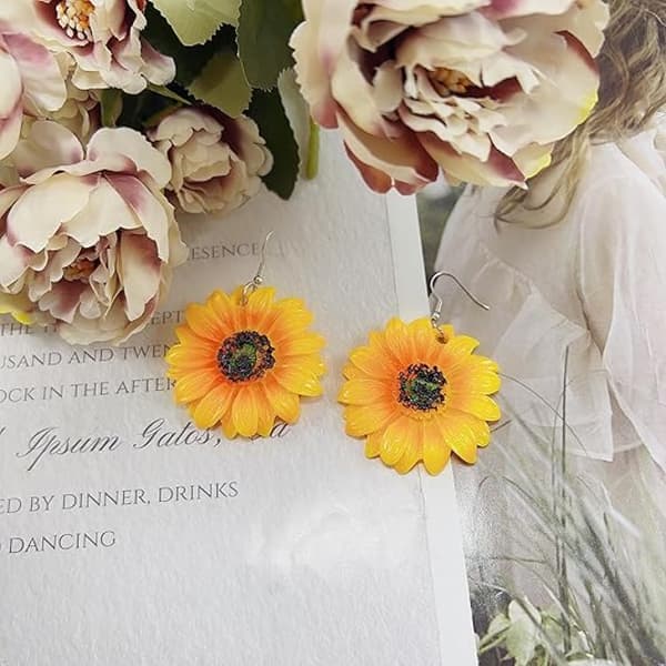 1 par akryl solsikke dingle øreringe enkle blomsterkrog øreringe til kvinder