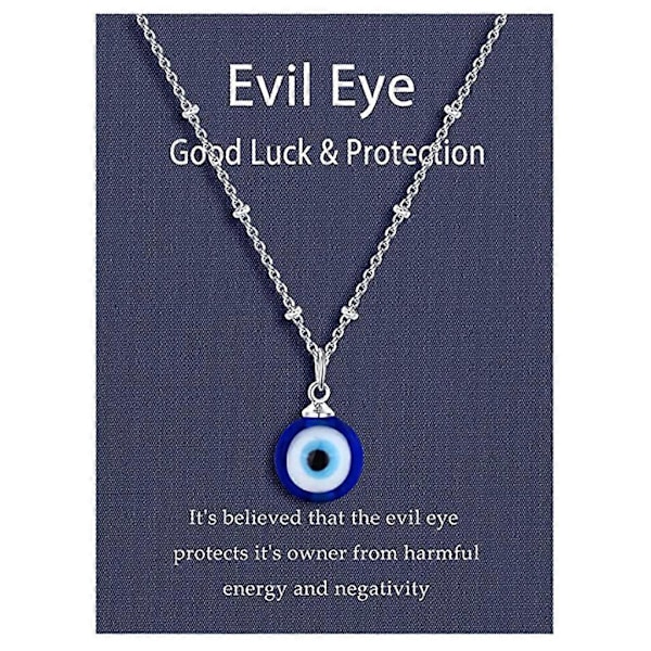 (Sølv) For Evil Eye Halskjede Gullkjede med Blått Øye Anheng for Kvinner Menn Gutter Jenter