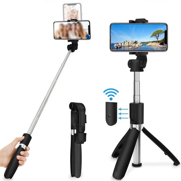 Bluetooth Selfie Stick Stativ Udtrækkelig Stang Smartphoneholder