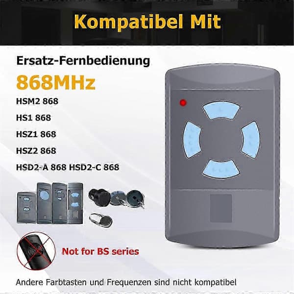 4 STK Garasjeport Fjernkontroll Sender for HORMANN HSM4-868
