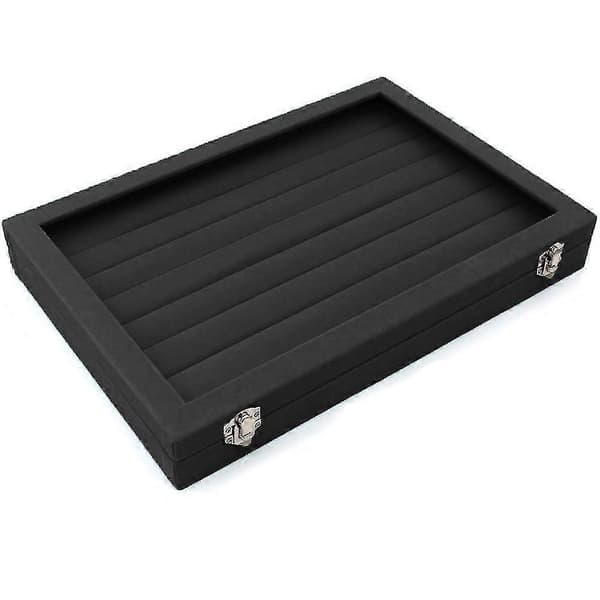 Ringe Opbevaringsboks - Smykkeboks Til Ringe Med Glaslåg I Ringe Displaykasse Med 2 Sikkerhedslåse 8 Kolonner Til Smykker, Ringe