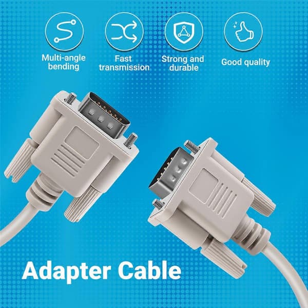 1.4M RS232 DB9 9-pin hann til VGA Video 15-pin hann adapterkabel lys grå