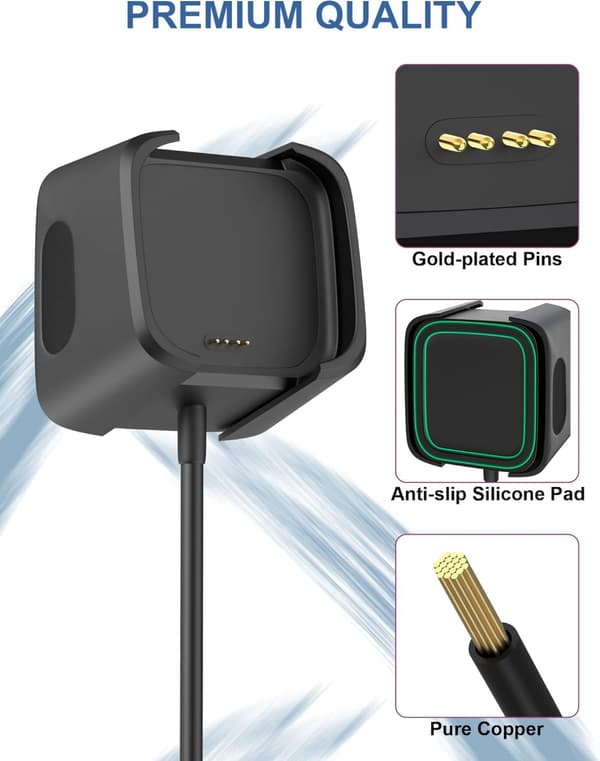 Versa2 opladerkabel (A) $ Gælder for Fitbit Versa 2 smartur oplader Versa2 opladerkabelbeslag opladningsbase
