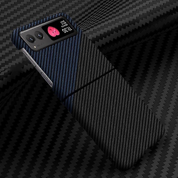 (Sort+Blå) Til Motorola Razr 40 5G Kulfibertekstur Hård PC Telefon Cover Stødsikkert Telefonetui Sort+Blå