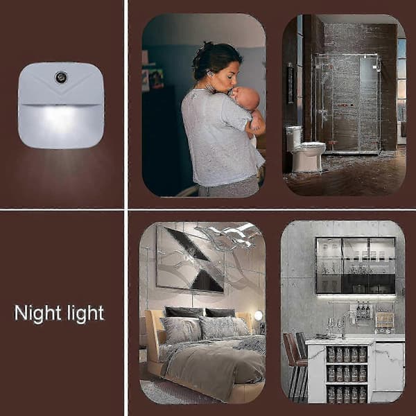 LED nattlys pluggsett, smarte nattlys med skumringssensor EU-plugg