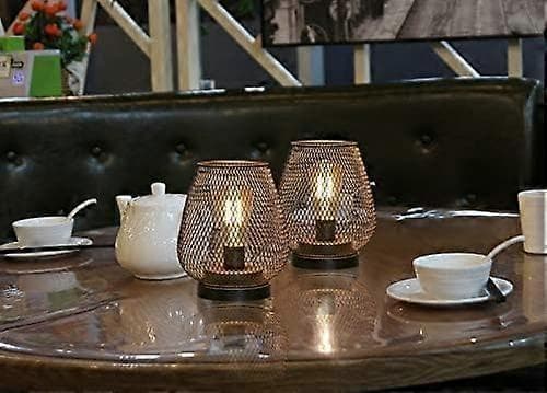 Bordslampor med metallkropp Batteridrivna Sladdlösa Accentbelysning med LED Edison-stil Glödlampa Set för Sovrum Hem Bröllopsfest Uteplats