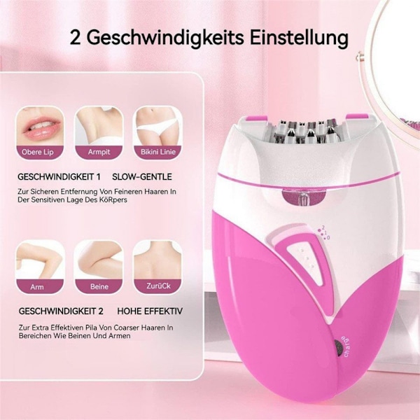 Hårfjerningsapparat til kvinder, effektiv epilator med LED-belysning