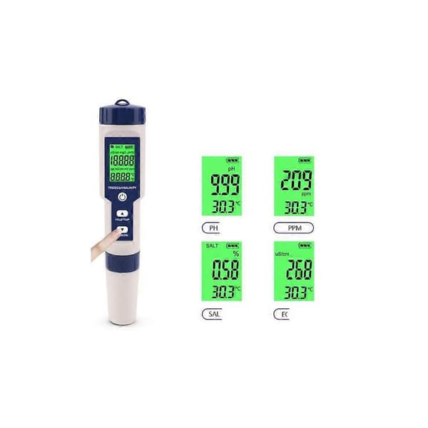 5-i-1 Multi-Parameter Vattenkvalitetstestare pH-mätare EC TDS VATTENTEST Penna Multi-funktion Vattenkvalitetstestpenna