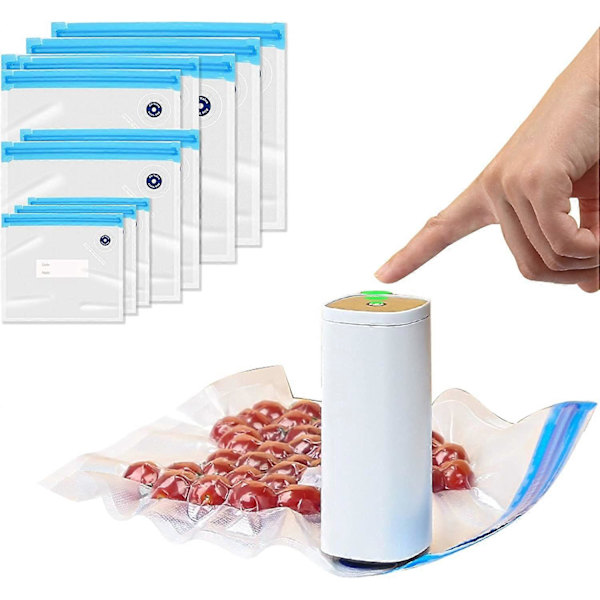 Mat Vakuumförpackare Maskin, Automatisk Mat Vakuumförpackare med 10 Återanvändbara Vakuumpåsar för Sous Vide Matlagning och Matförvaring