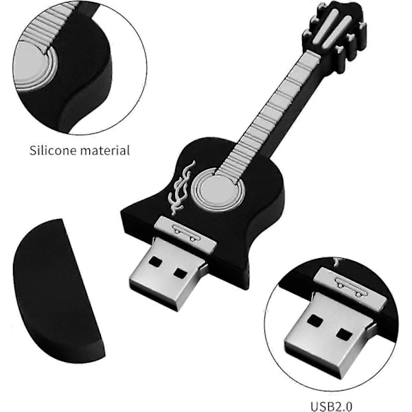 USB-minnepinne 64GB USB 2.0 Minnepinne 64GB Søt Gitar Design Penn Drive 64GB Tommel Drive for Laptop, PC, Bil, Nettbrett, Smart TV, etc.