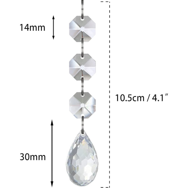 10 stycken kristall solfångare hängen, vattendroppsdesign, 30mm