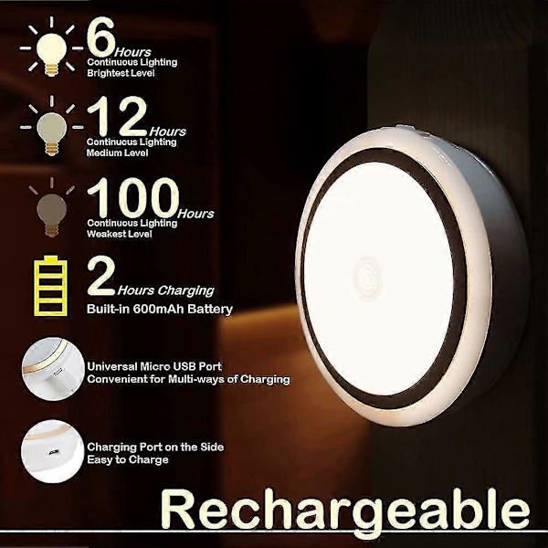 Genopladelig Touch Lampe med Timer, Dæmpbar Natlampe til Børneværelset, Trådløs Klæbelys NY