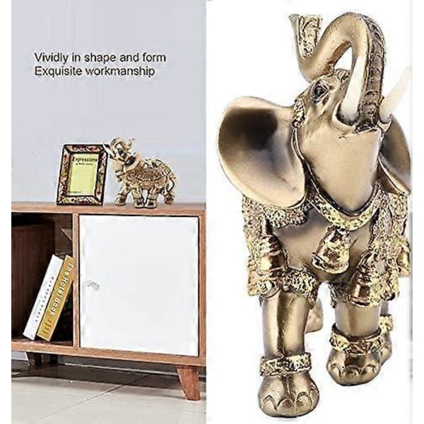 Gyllen Elegant Elefantstatue for Hjemmedekorasjon L 11.5 x 6 x 11.5cm/4.5 x 2.4 x 4.5in