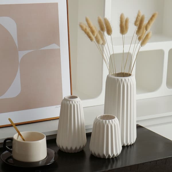 Hvit keramikkvase sett med 3 - Moderne minimalistisk bohemsk vase
