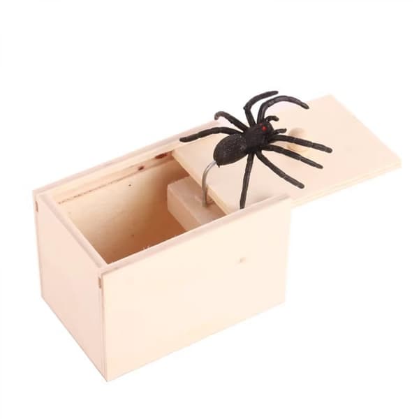 Prank Spider Surprise Box Gummi Spindel Prank Box Knepig Spindel Trälåda - Snngv