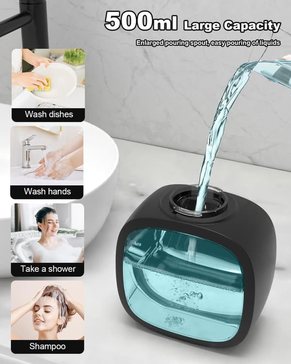 Automatisk såpedispenser, USB C veggmontert såpedispenser, 500 ml