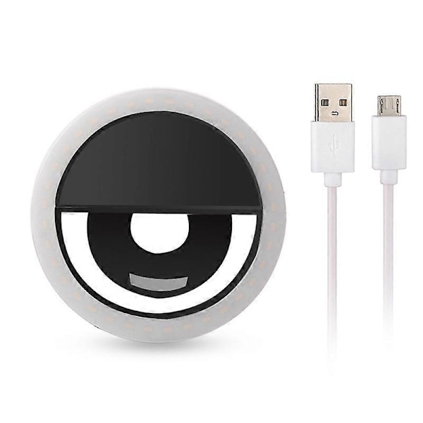 Selfie-valo LED Samsung Galaxy Sony ja muille älypuhelimille, ladattava selfie-klipsivalo, klipsirengas, himmennettävät valot, kannettava lisävalo L