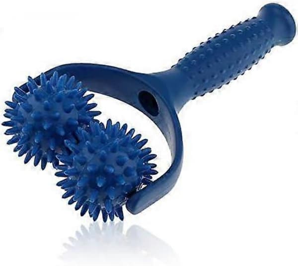 Massage roller med 2 massagebollar med små bitar för axel-, ben- och muskelavslappning.