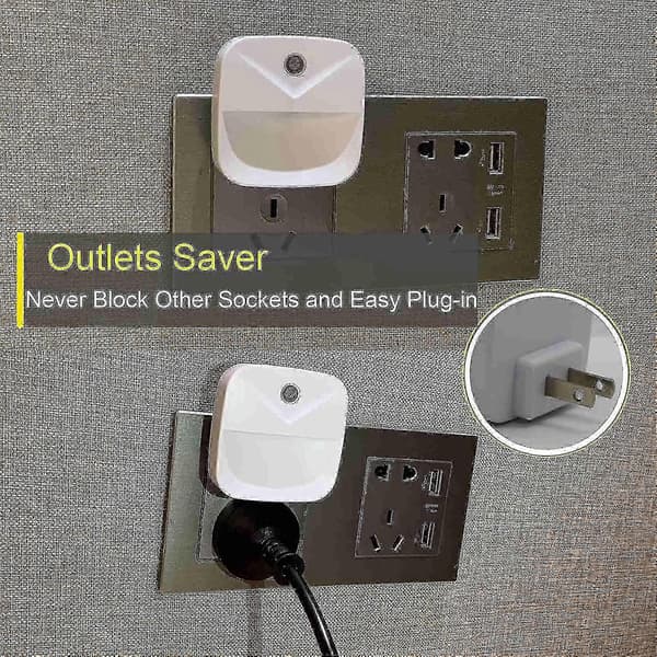 LED nattlys pluggsett, smarte nattlys med skumringssensor EU-plugg