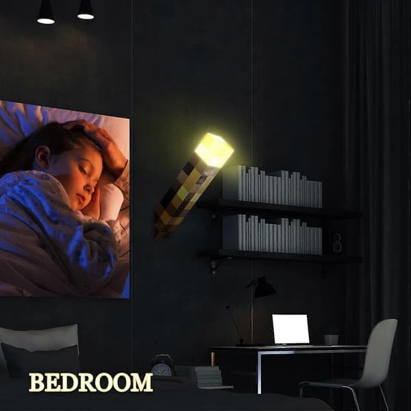 Taskulamppu seinätelineellä, 28 cm LED-yövalo, USB ladattava