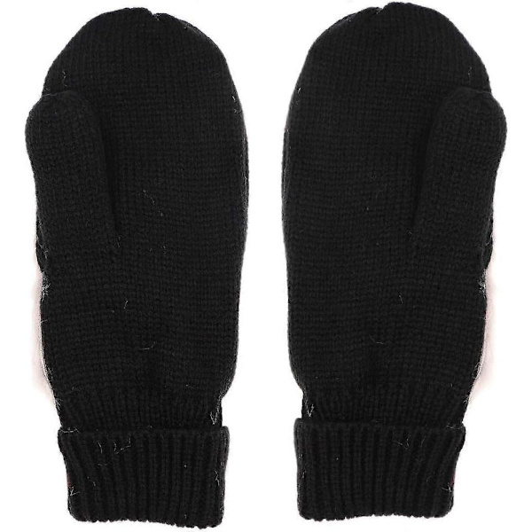 Dam Pingvin Vantar Handskar Vinter Varm Foder Mysig Stickad Fluffig Luddig Fuskpäls Vante Premium