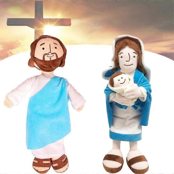 (E) Jesus Jungfru Maria Plyschleksak, Jesu Moder Plysch Gosedjur, söta Kristus Religiösa Leksaker