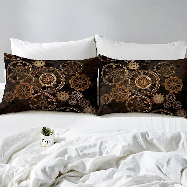 Steampunk-stil Formsydde Klokker Tema Sengesett for Seng Dobbel Størrelse
