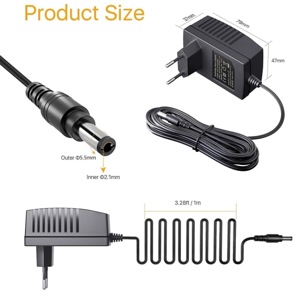 Dc 12v 2a power med europeisk