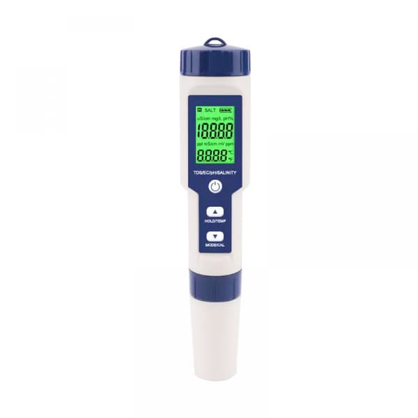 Bassengsalttester, digital salinitetsmåler, høy nøyaktighet 5-i-1 salinitetstester for saltvann, IP67 W