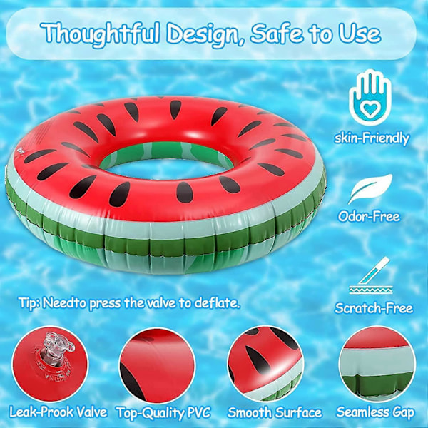 Badering til voksne, vandmelon badering, 120 cm oppustelig badering, fantastisk sommer vandlegetøj til pool og strand