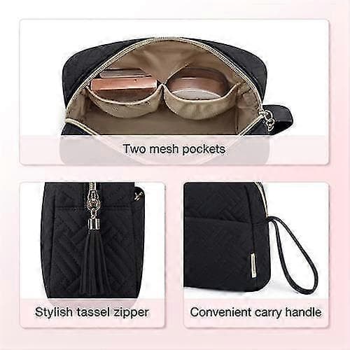 Sort Rejse Makeup Taske, Bærbar Lille Makeup Taske Makeup Organizer Etui