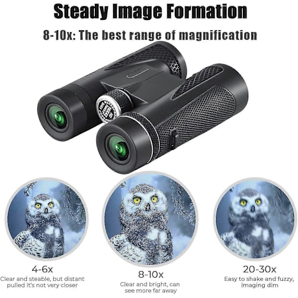 Kikkert, 12x50 HD Kikkert Voksen Kompakt Kikkert til Fuglekiggeri Sort