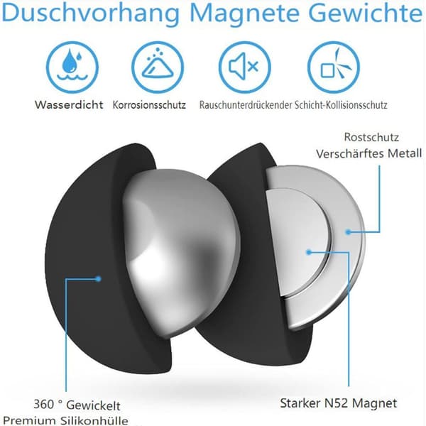Silikonbelagte dusjforhengvekter, sterke dusjforhengmagneter