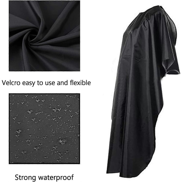 150x120cm Hiustenleikkuuviitta, Unisex Salonki Vedenpitävä Nylon Hiustenleikkuuviitta Kampaamoon tai Kotiin Musta