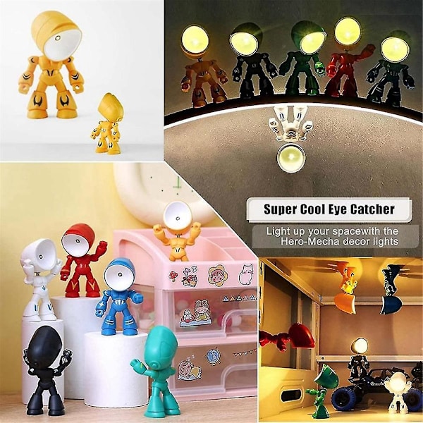 stk nattlampe for barn mini robot LED nattlampe helte bordlampe for gutter jenter soverom hjem dekorasjoner