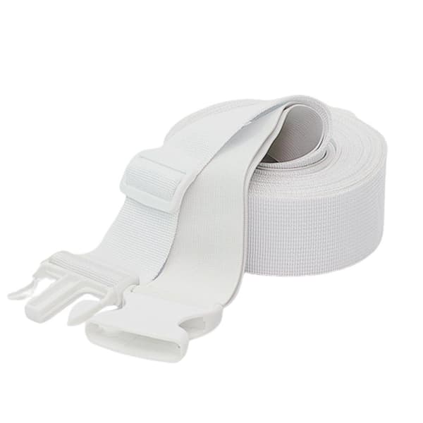 Madrasforbindelsesrem, 10 meter lang, 5 cm hvid plastikspænde