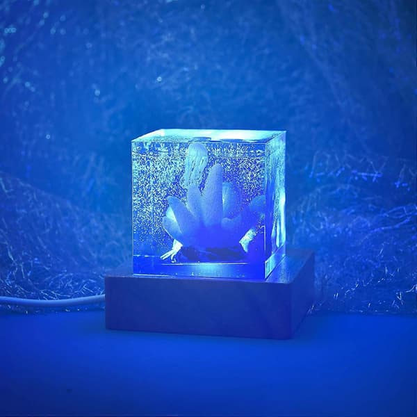 2 Stk. LED Lys Display Base, 7 Farvet Firkantet Træ Lysende Base Stand til Laser Glas Resin Kunst