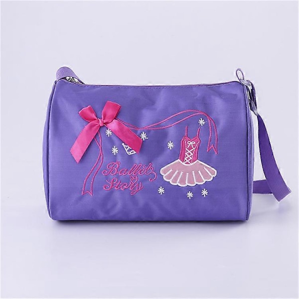 Ballettveske for barn, jenters danseskulderveske brodert tote med justerbar stropp og enkel glidelås for ballett, dans, basketball