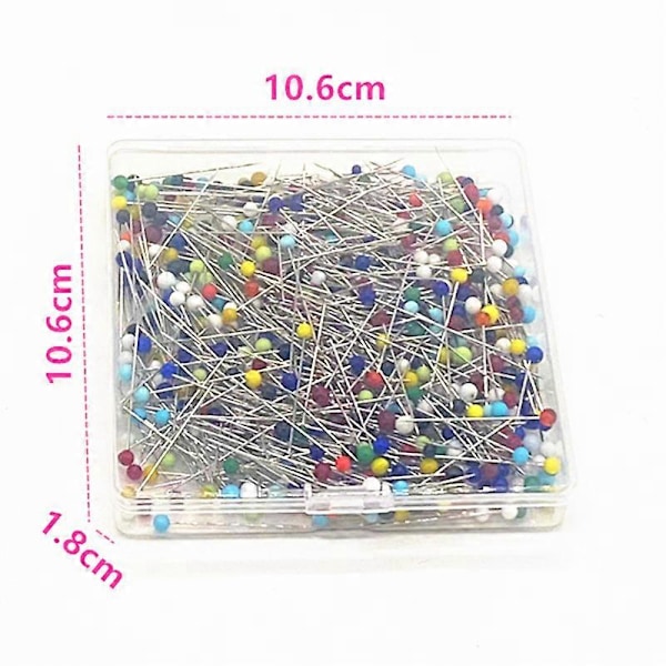 500 Stykker 38mm/4mm Glasshode, Synåler Synåler Rundt Hode Synål Blandet Farge for Kortevare, Lappeteknikk, Søm og Håndverk